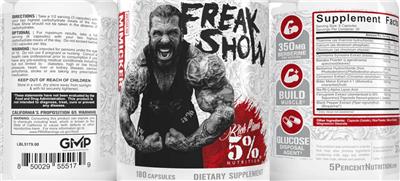 Rich Piana 5% Nutrition Freak Show source label used in the packaging illustration
