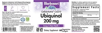 Bluebonnet CellularActive CoQ10 Ubiquinol 200 mg source label used in the packaging illustration