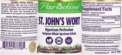 Paradise St. John's Wort source label used in the packaging illustration