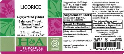 Herbalist & Alchemist Licorice source label used in the packaging illustration