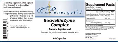 Energetix BoswelliaZyme Complex source label used in the packaging illustration
