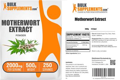 BulkSupplements.com Motherwort Extract Powder 2000 mg product packaging