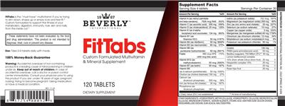 Beverly International FitTabs source label used in the packaging illustration