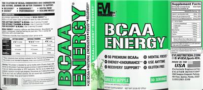 Evlution Nutrition BCAA Energy Green Apple source label used in the packaging illustration
