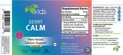 Mountain Meadow Kids Berry Calm source label used in the packaging illustration
