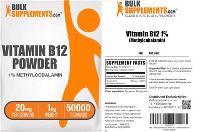 BulkSupplements.com Vitamin B12 Powder 20 mg product packaging