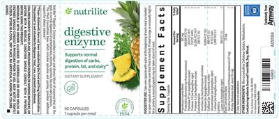 Nutrilite Digestive Enzyme source label used in the packaging illustration