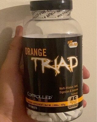 Controlled Labs Orange Triad source label used in the packaging illustration