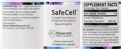 Tesseract Medical Research SafeCell source label used in the packaging illustration