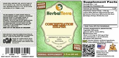 Herbal Terra Concentration Helper Sugar Free Alcohol Free product packaging