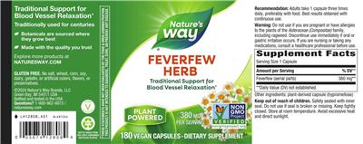 Nature's Way Feverfew Herb 380 mg product packaging