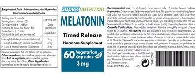 Super-Nutrition Melatonin 3 mg source label used in the packaging illustration