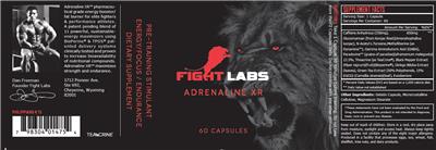 Fight Labs Adrenaline XR source label used in the packaging illustration