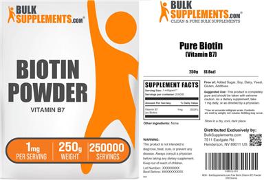 BulkSupplements.com Biotin Powder Vitamin B7 1 mg product packaging