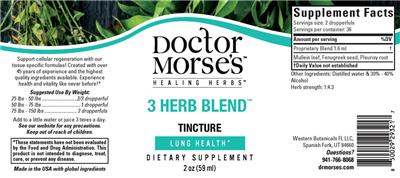 Doctor Morse's Healing Herbs 3 Herb Blend Tincture source label used in the packaging illustration