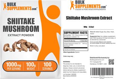 BulkSupplements.com Shiitake Mushroom Extract product packaging