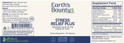 Earth's Bounty Stress Relief Plus source label used in the packaging illustration