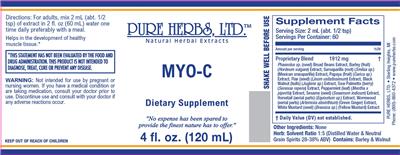 Pure Herbs MYO-C source label used in the packaging illustration