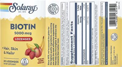 Solaray Biotin 5000 mcg Lozenges source label used in the packaging illustration