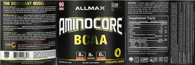 ALLMAX AMINOCORE BCAA Pineapple Mango source label used in the packaging illustration