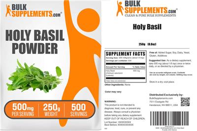 BulkSupplements.com Holy Basil product packaging
