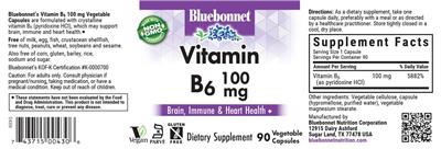 Bluebonnet Vitamin B6 100 mg product packaging