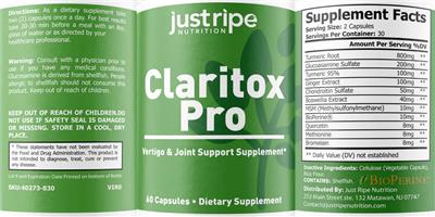 Just Ripe Nutrition Claritox Pro source label used in the packaging illustration