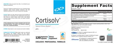 XYMOGEN Cortisolv source label used in the packaging illustration
