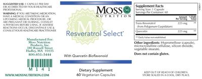 Moss Nutrition Resveratrol Select product packaging