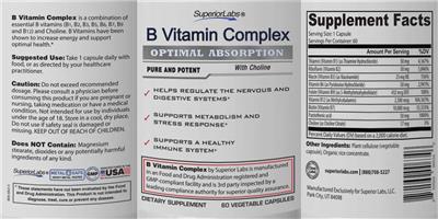 SuperiorLabs B Vitamin Complex source label used in the packaging illustration