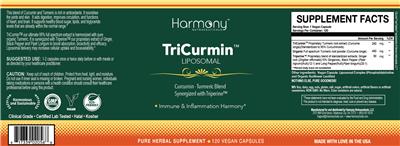 Harmony Nutraceuticals TriCurmin source label used in the packaging illustration