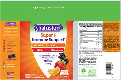 vitafusion Super Immune Support Natural Mixed Berry Citrus Flavor source label used in the packaging illustration