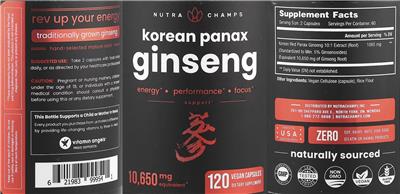 NutraChamps Korean Panax Ginseng source label used in the packaging illustration
