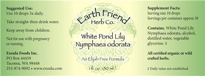 Earth Friend Herb Co. White Pond Lily Nympaea odorata source label used in the packaging illustration