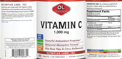 OL Olympian Labs Vitamin C 1000 mg source label used in the packaging illustration