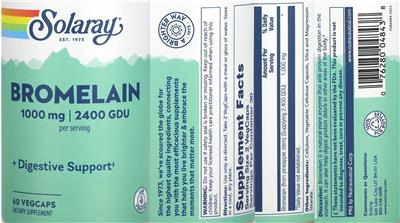 Solaray Bromelain 1000 mg 2400 GDU source label used in the packaging illustration