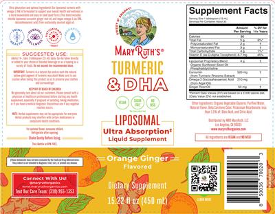 Mary Ruth's Turmeric & DHA Liposomal Orange Ginger source label used in the packaging illustration