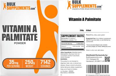 BulkSupplements.com Vitamin A Palmitate Powder 35 mg product packaging