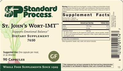 SP Standard Process St. John's Wort-IMT source label used in the packaging illustration