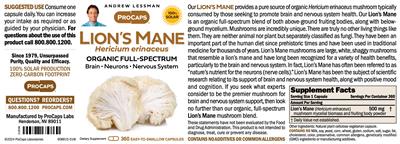 ProCaps Lion's Mane product packaging