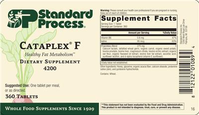 SP Standard Process Cataplex F source label used in the packaging illustration