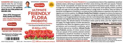 ProCaps Ultimate Friendly Flora Probiotic 25 Billion CFU source label used in the packaging illustration