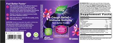 Nature's Way Sambucus Cough Relief + Immune Gummy product packaging