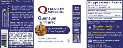Quantum Nutrition Labs Quantum Turmeric source label used in the packaging illustration