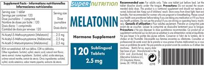 Super-Nutrition Melatonin 2.5 mg source label used in the packaging illustration