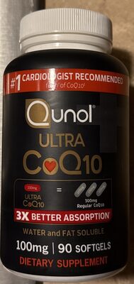 Qunol Ultra CoQ10 100 mg source label used in the packaging illustration