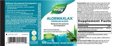 Nature's Way AloeMaxLax Premium Blend 360 mg product packaging