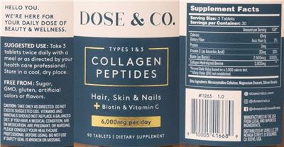 Dose & Co. Collagen Peptides source label used in the packaging illustration