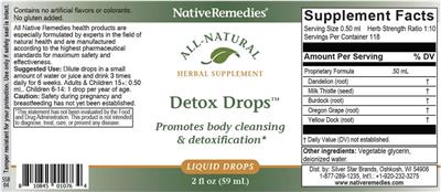 Native Remedies Detox Drops product packaging