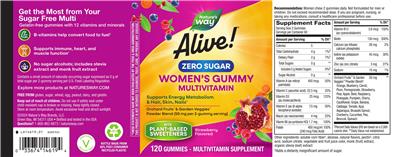 Nature's Way Alive! Women's Gummy Multivitamin Zero Sugar Strawberry Flavored product packaging